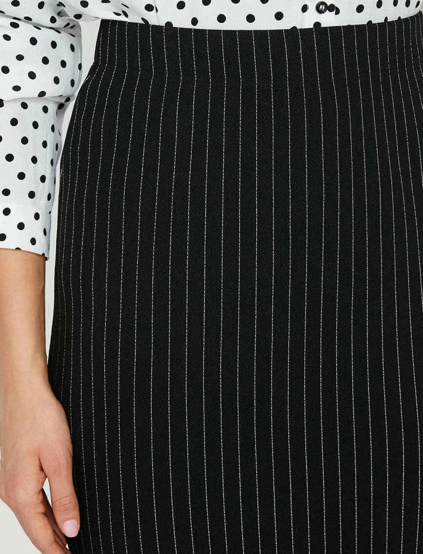 12015 White Striped Midi Skirt