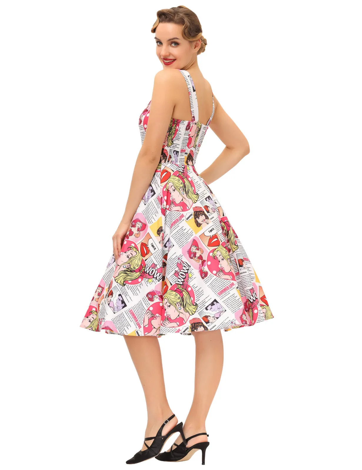 1950s Retro Vintage Sleeveless Homecoming Dresses Cocktail Party A-Line Dress for Summer