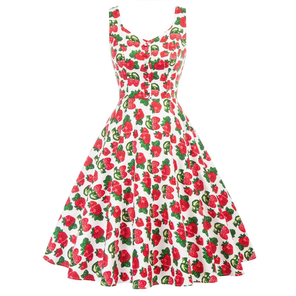 1950s Retro Vintage Sleeveless Homecoming Dresses Cocktail Party A-Line Dress for Summer