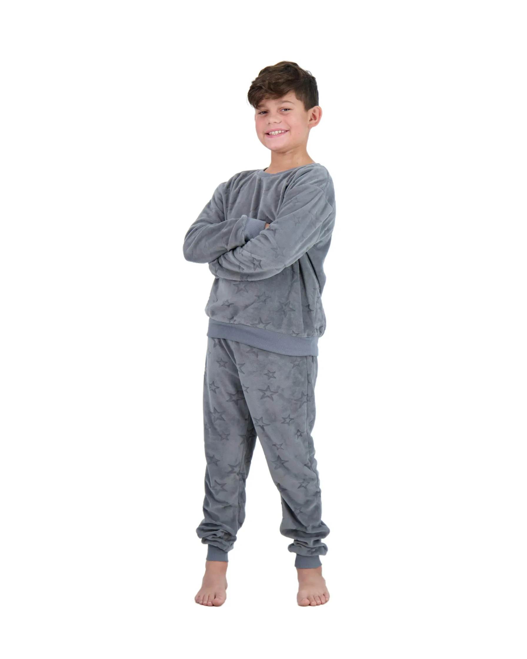 2-Boys Piece Velour Pajama Sets- Stars, Gray Pajama Sets for Toddlers and Boys