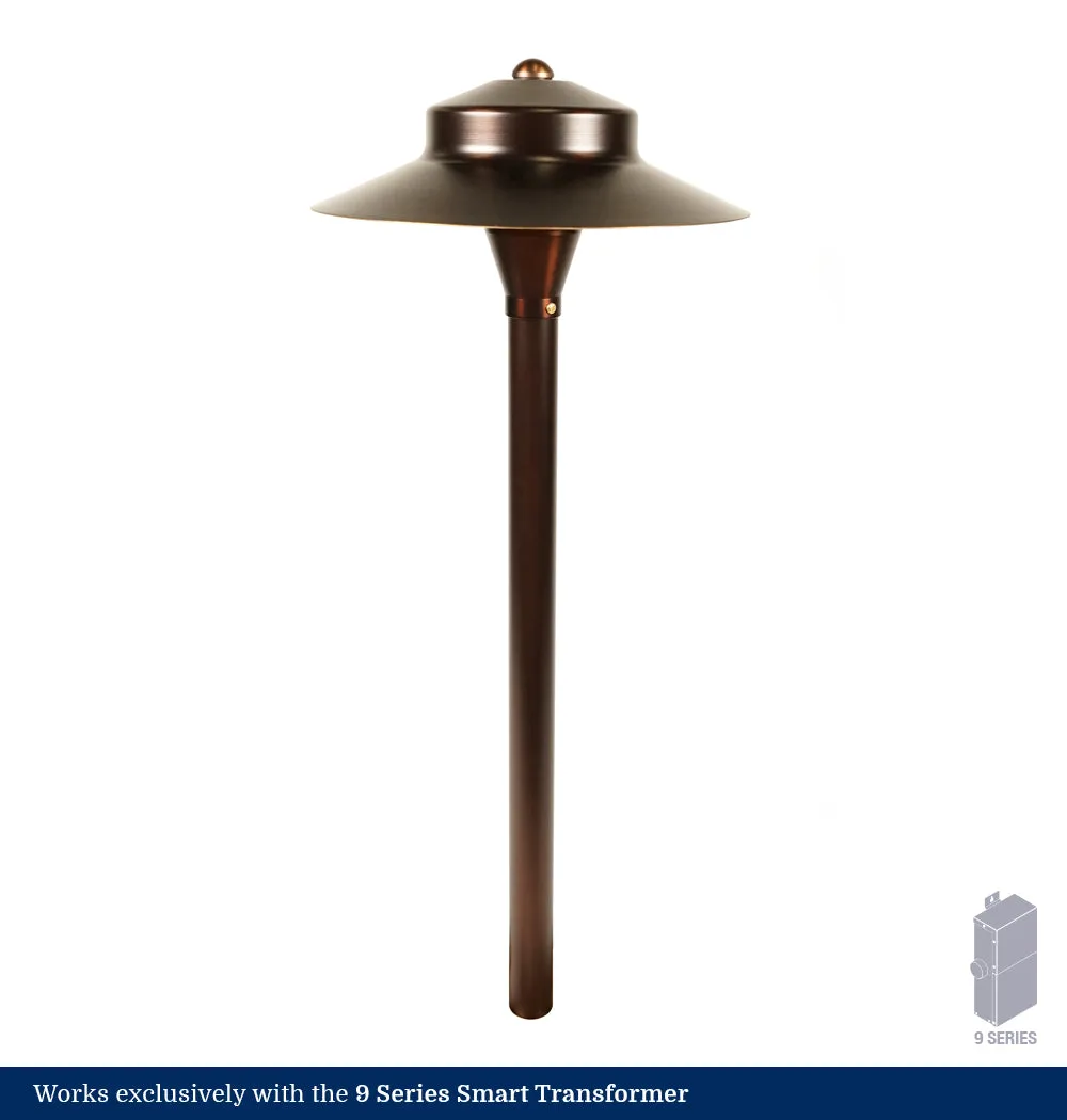 9 Series Classic White Bourbon Brass LED Path Light - Shade 5