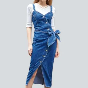 90s style slit denim dress