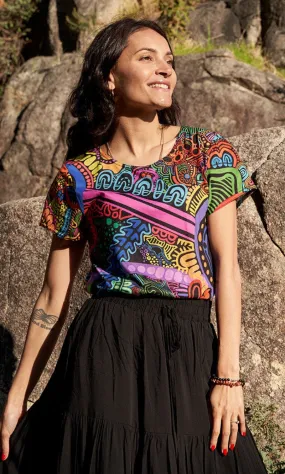 Aboriginal Art Fashion Top WokaLand - Ground