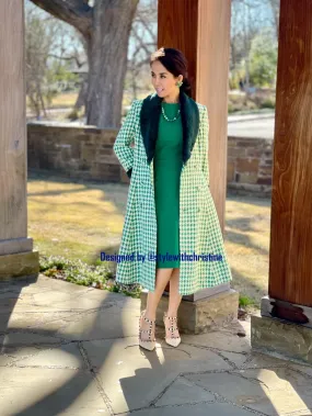 Ada Coat in Hounds Tooths green