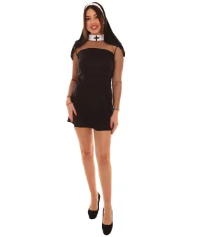 Adult Women's Sexy Nun Religious Costume | Black Cosplay Costume