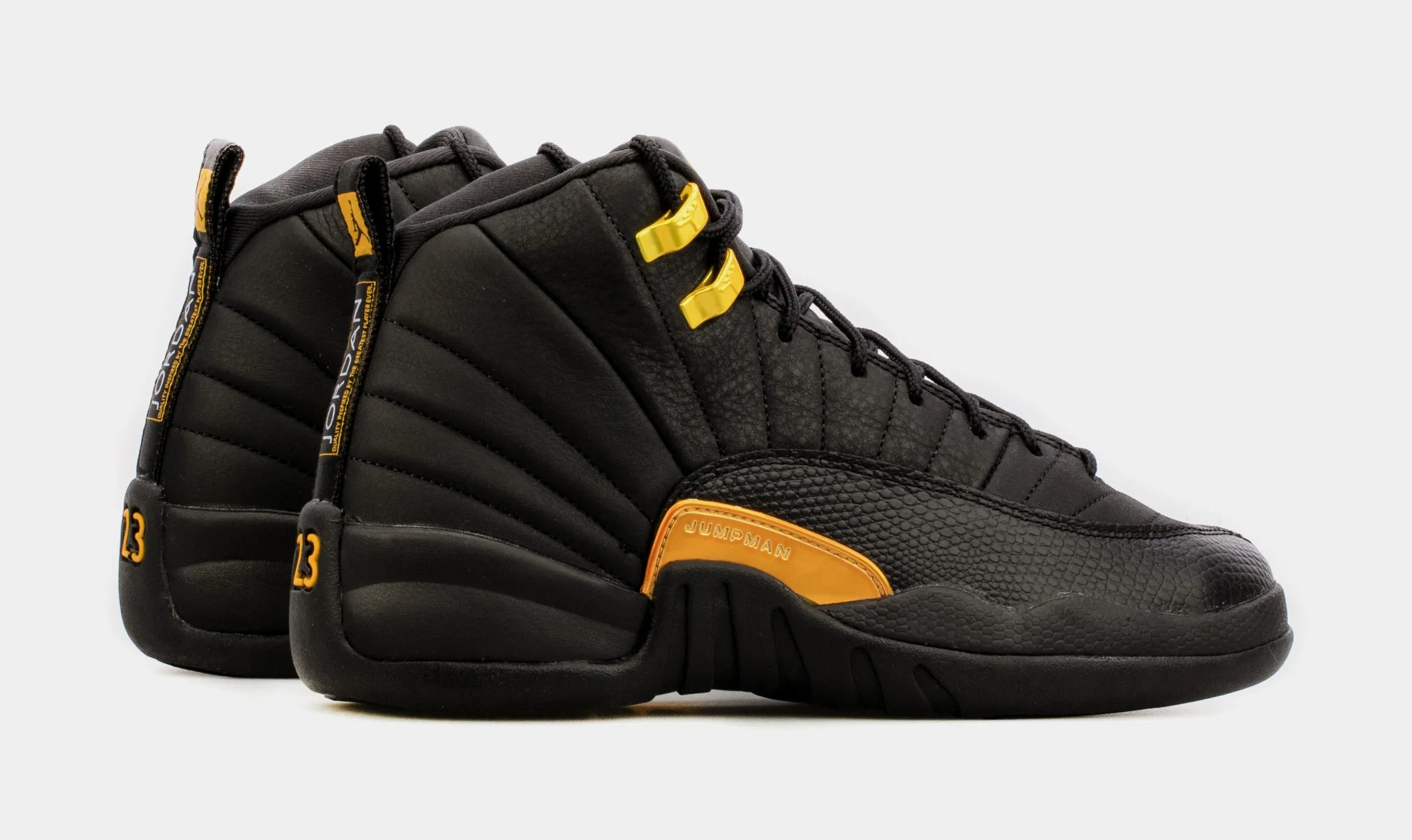 Air Jordan 12 Retro Black Taxi Grade School Lifestyle Shoes (Black)  Free Shipping