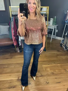 All The Glitz Ombre Sequin Top - Amber Ombre