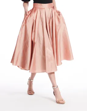 APRICOT TAFFETA TEA LENGTH MIDI SKIRT