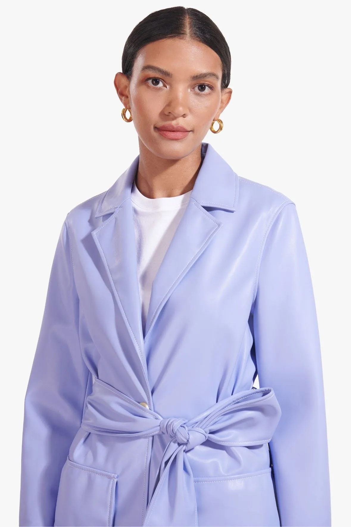 ASHLEY COAT | PERIWINKLE VEGAN LEATHER