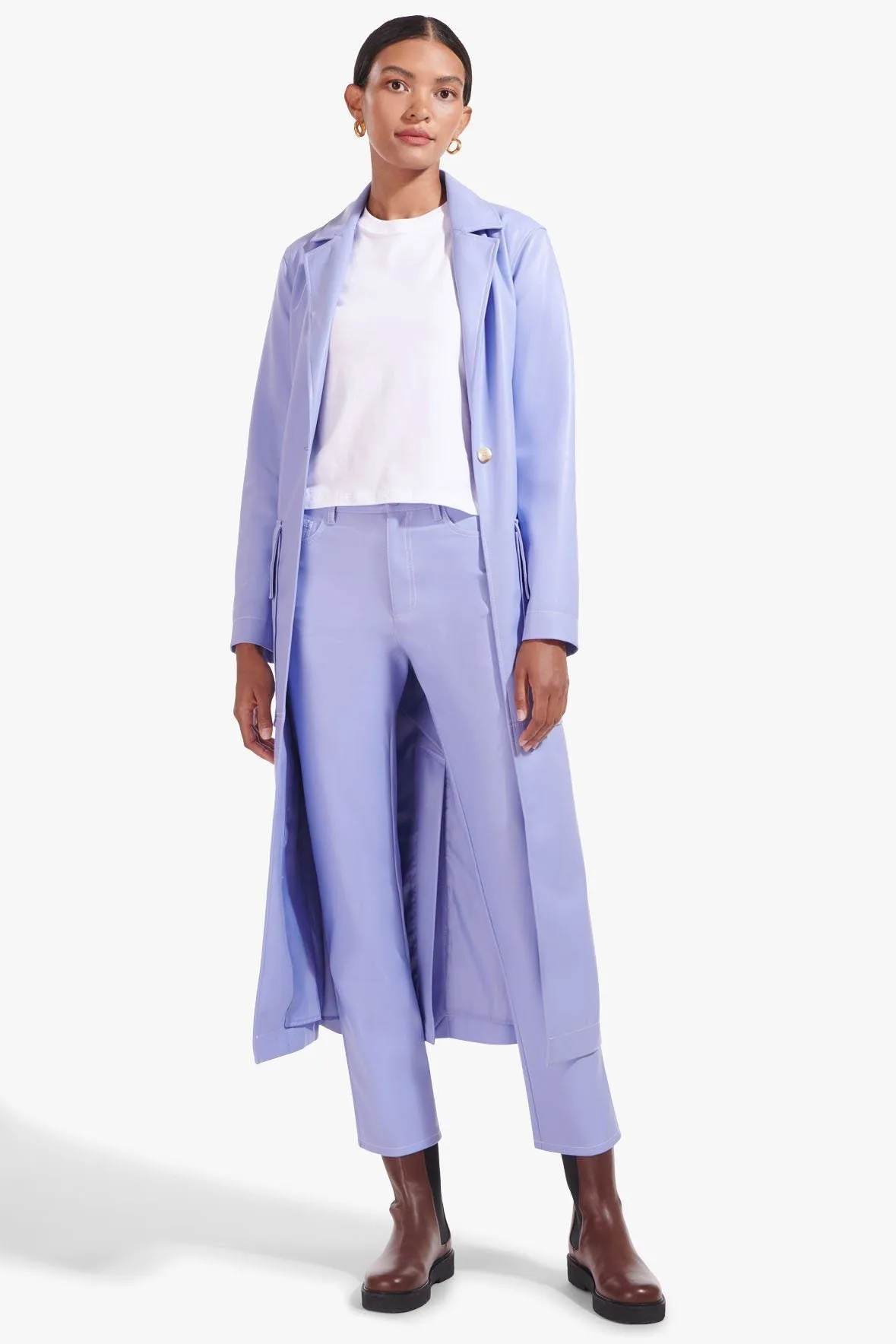 ASHLEY COAT | PERIWINKLE VEGAN LEATHER