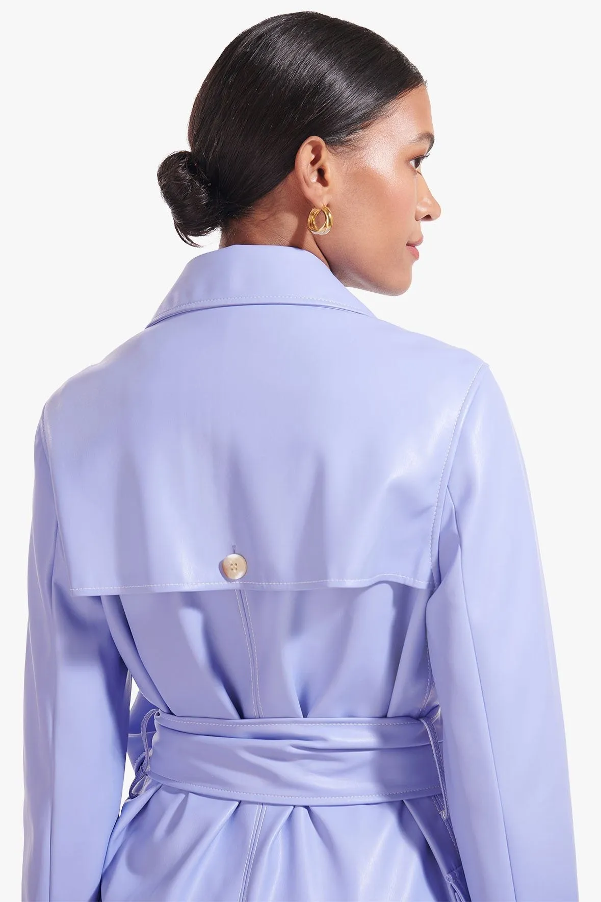 ASHLEY COAT | PERIWINKLE VEGAN LEATHER