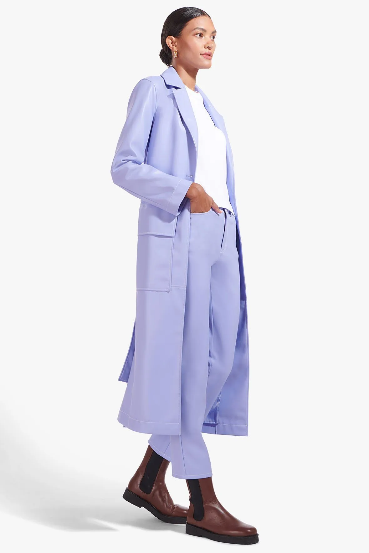 ASHLEY COAT | PERIWINKLE VEGAN LEATHER