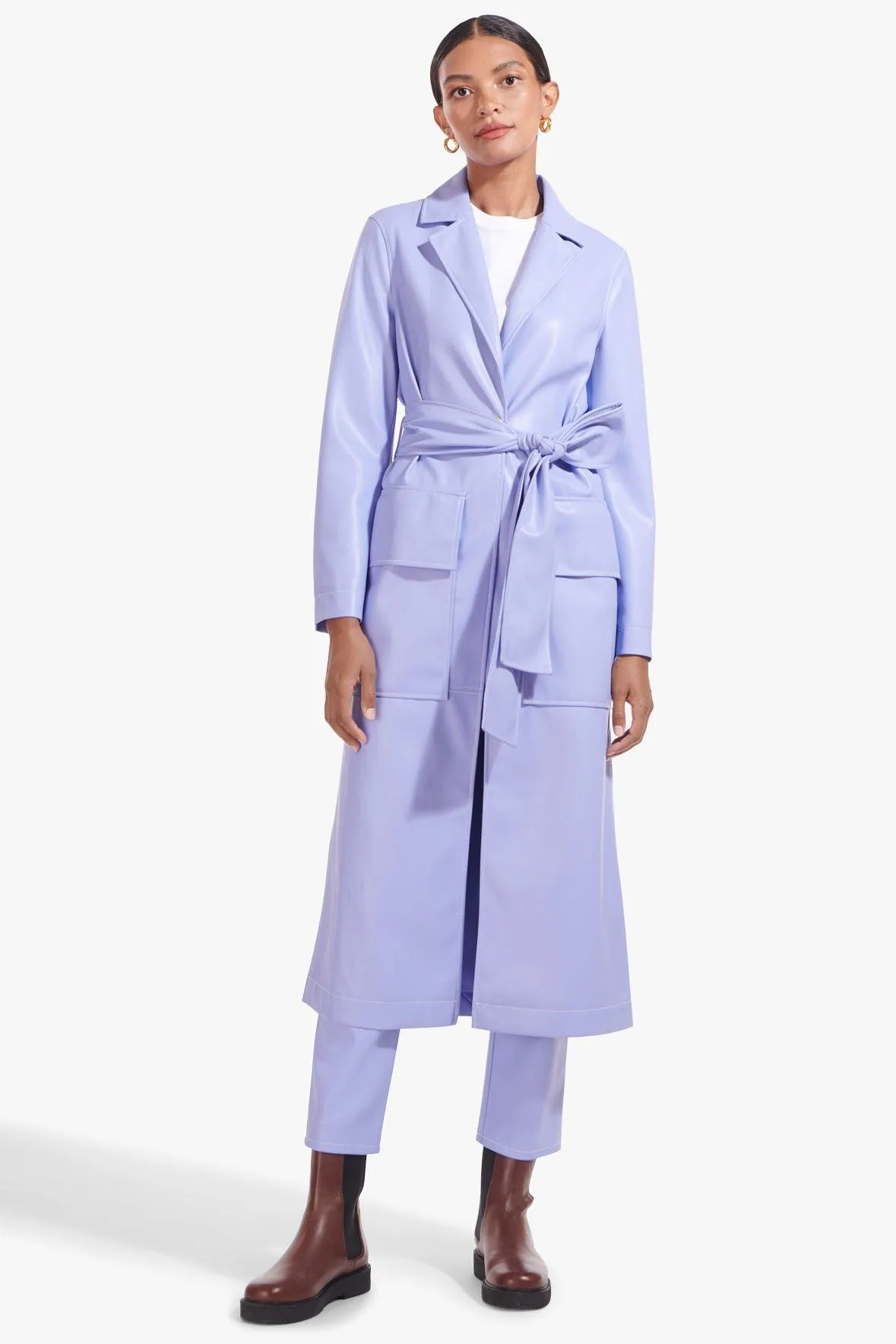 ASHLEY COAT | PERIWINKLE VEGAN LEATHER