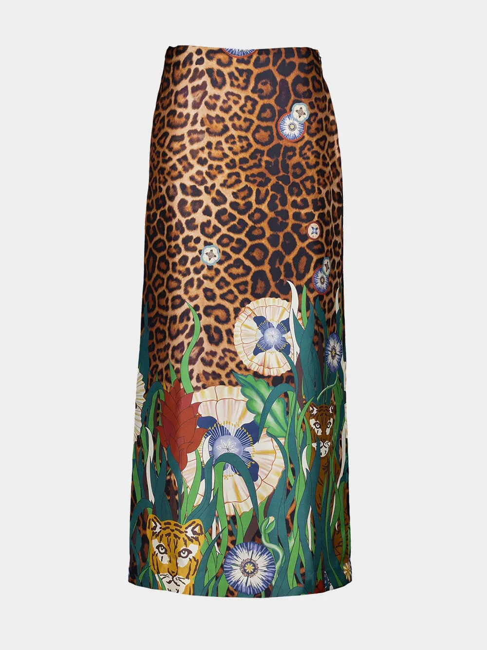 Avenca Junglito Print Silk Skirt