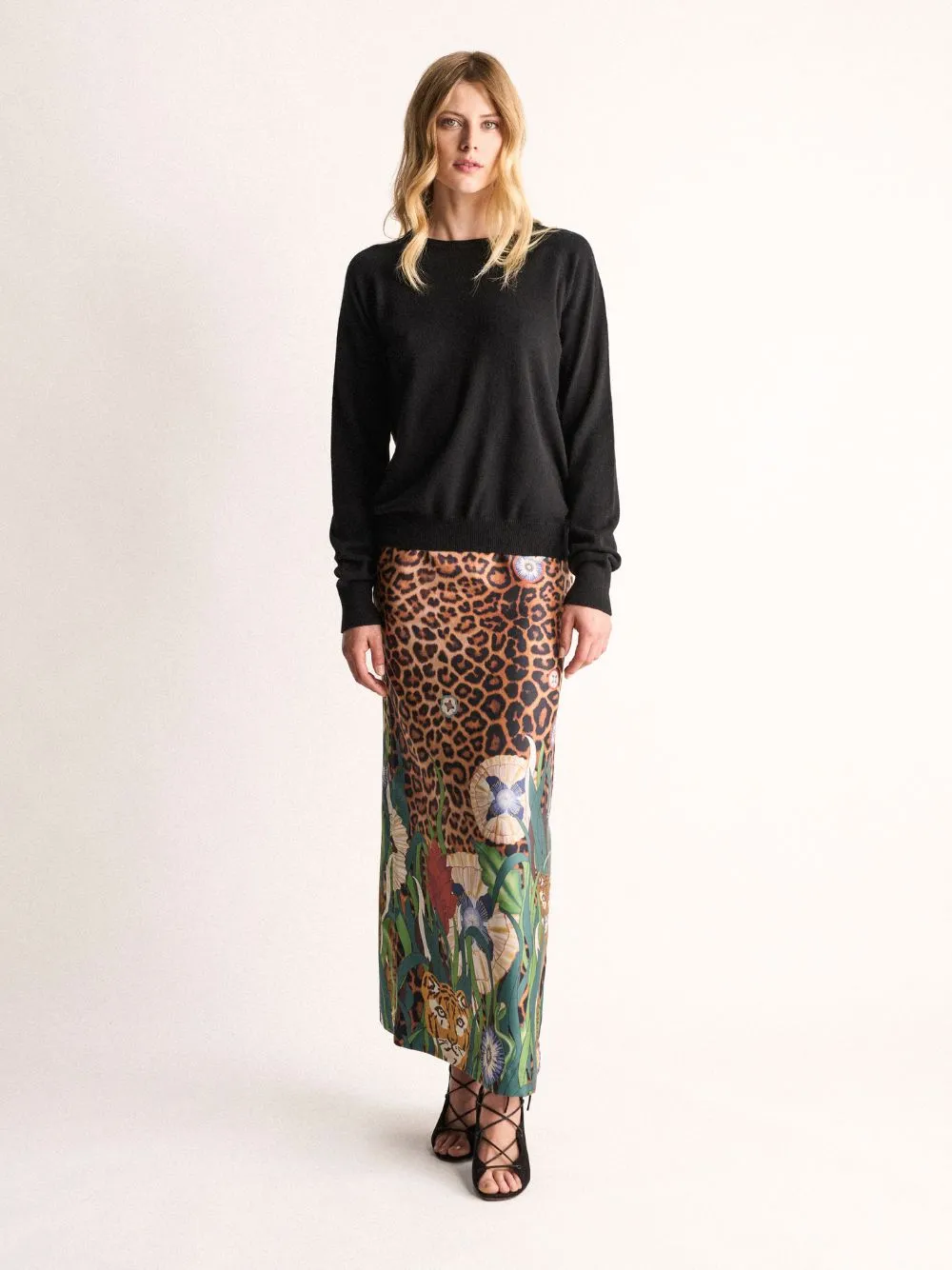 Avenca Junglito Print Silk Skirt