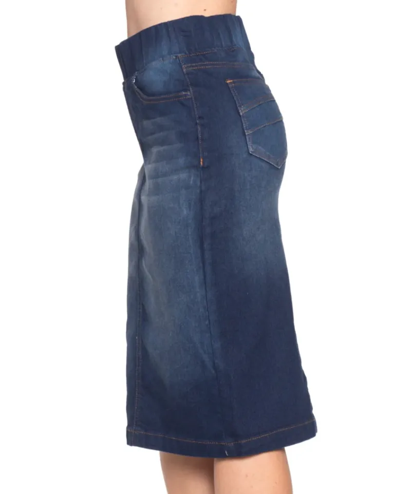 B-Girl Denim Midi Elastic Skirt