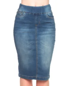 B-Girl Denim Midi Elastic Skirt