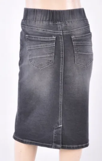 B-Girl Girls Elastic Waistband Denim Pencil Skirt