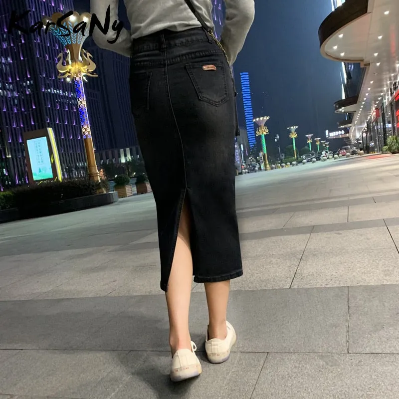 Back To School Denim Skirt Long Straight Skirts Womens Summer Blue Vintage Skirt Jeans Women Denim Long Skirts For Women Summer 2022