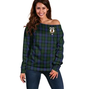 Baird Tartan Off Shoulder Women Sweater with Family Crest