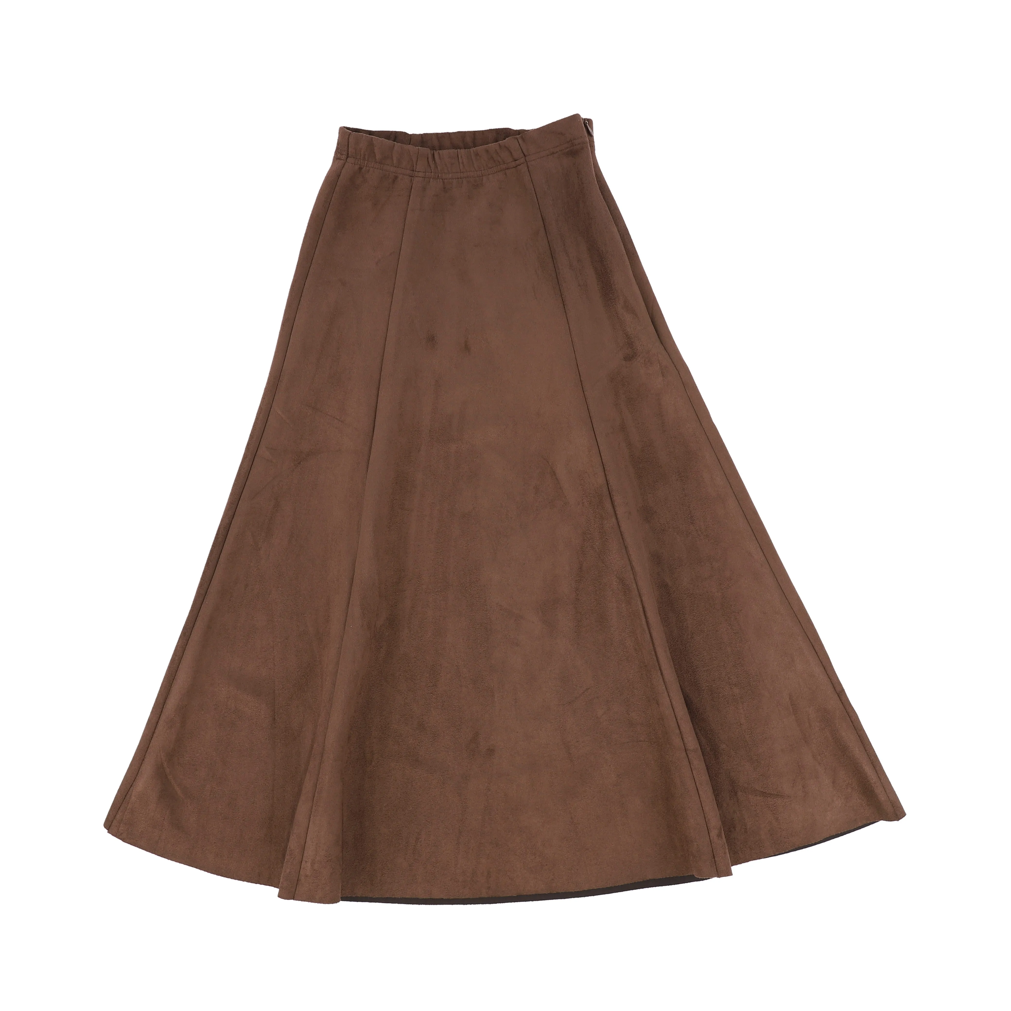 BAMBOO BROWN SUEDE PANELED SKIRT [Final Sale]