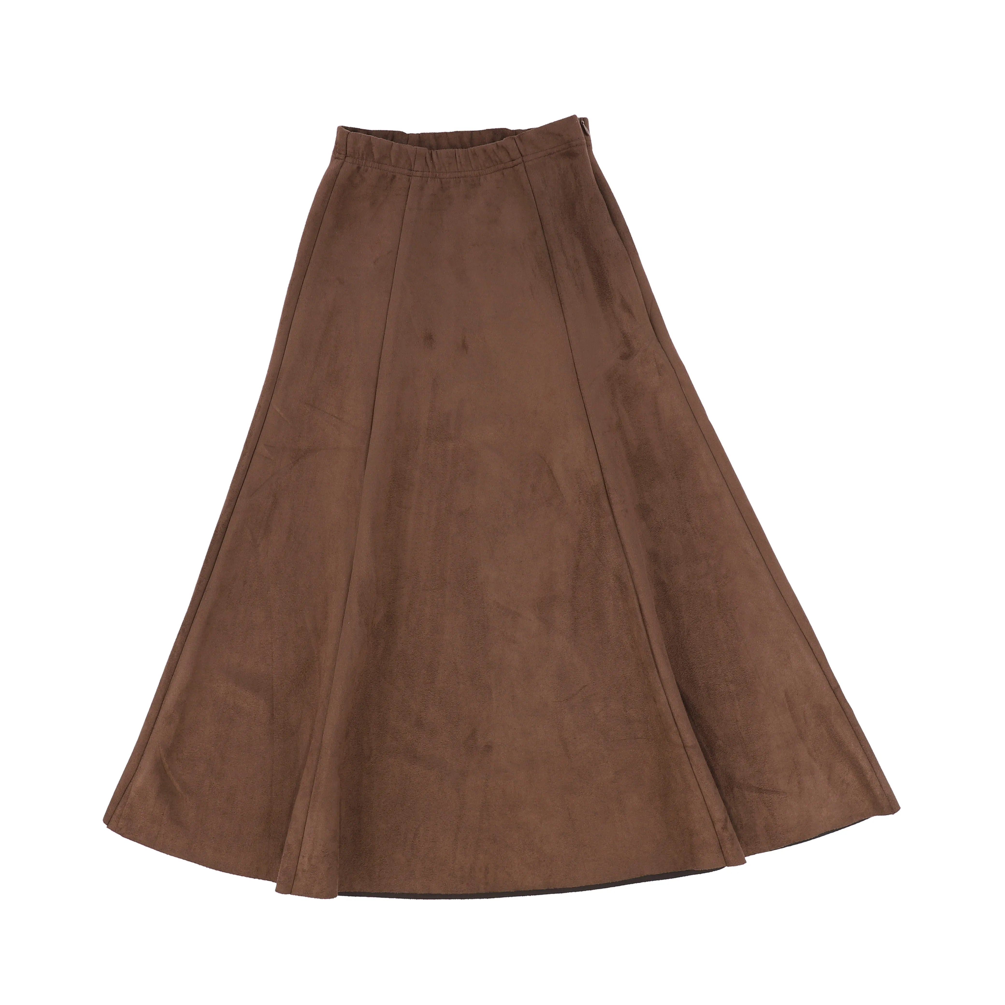 BAMBOO BROWN SUEDE PANELED SKIRT [Final Sale]