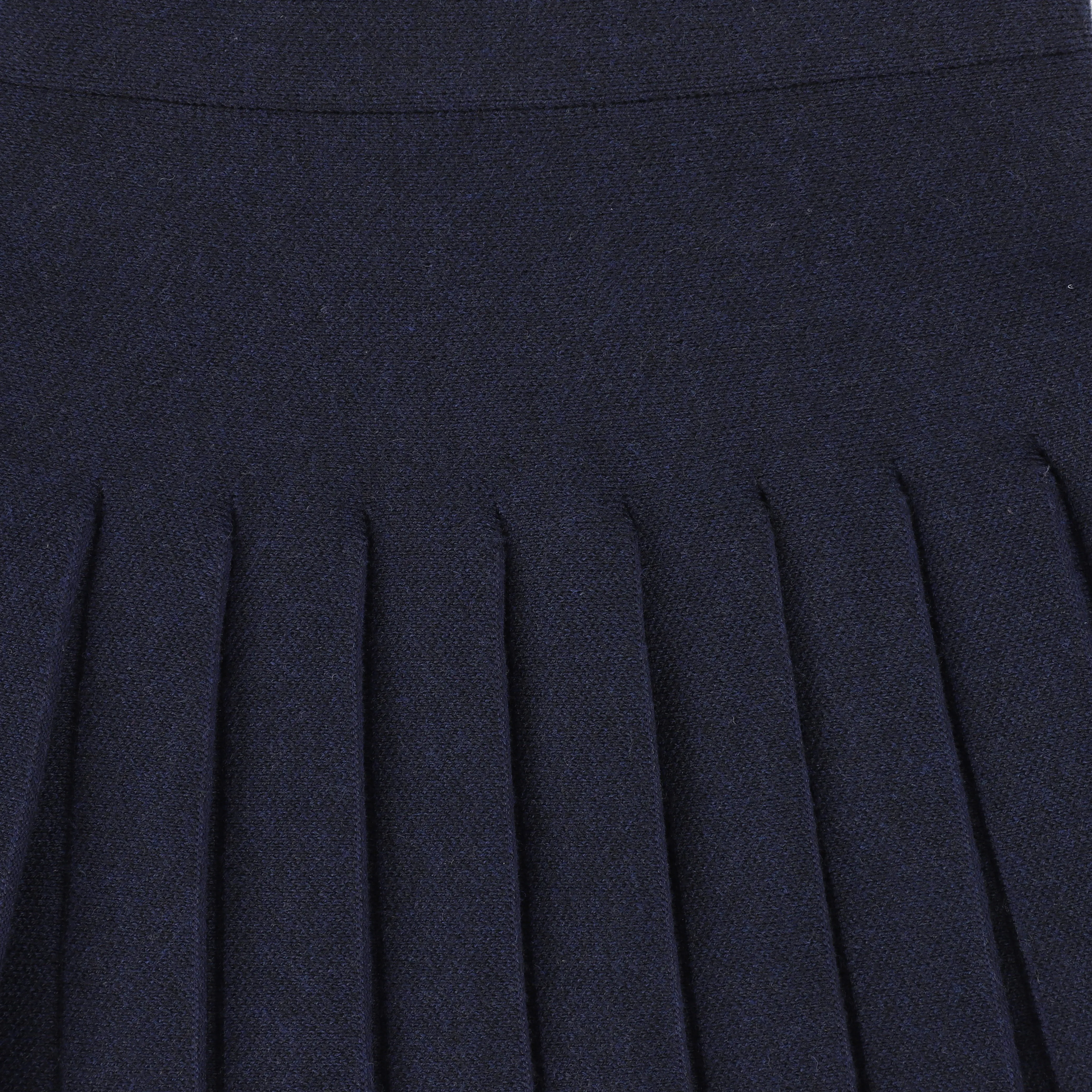 BAMBOO NAVY KNIT DROP PLEATED SKIRT [Final Sale]