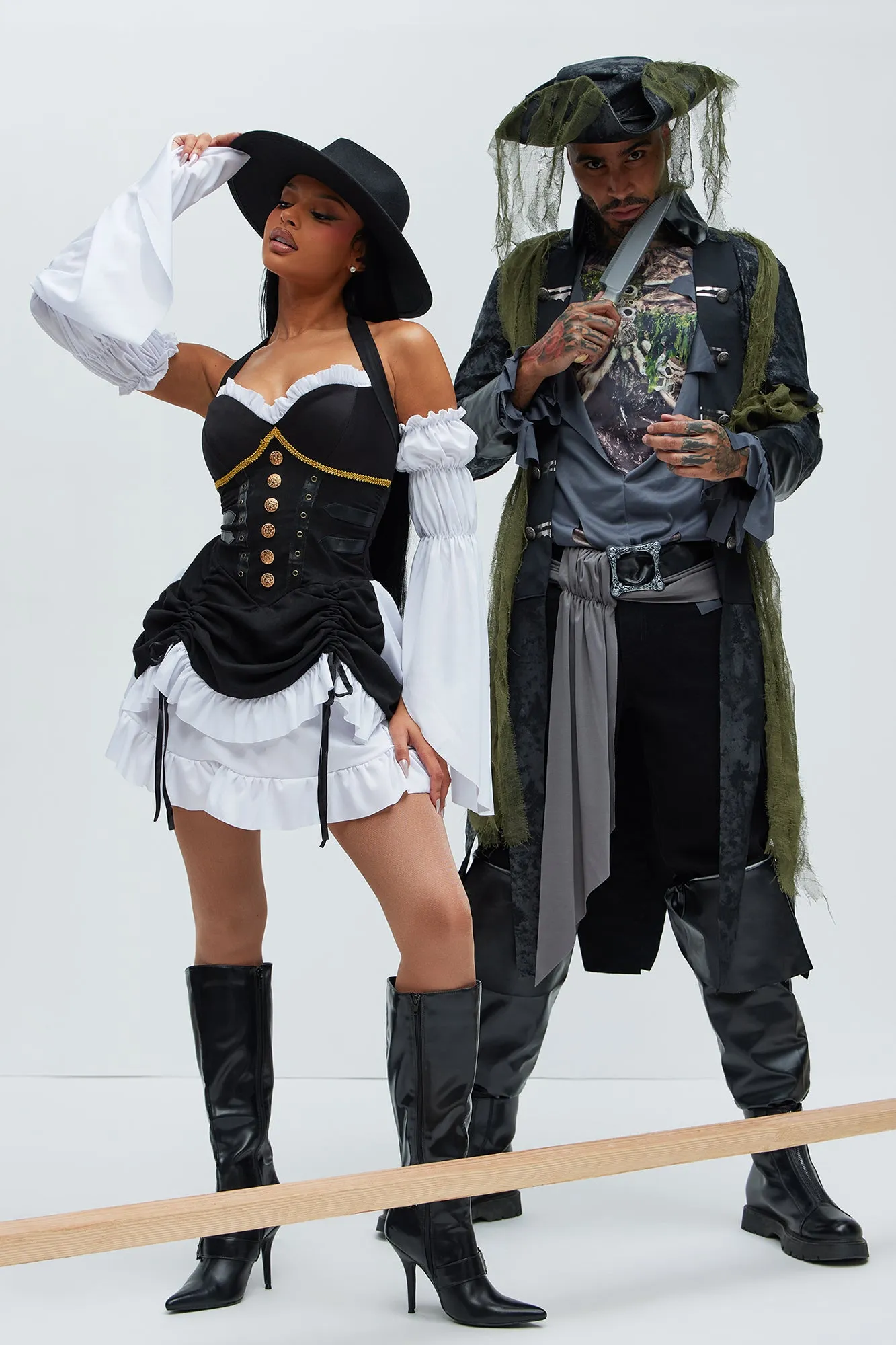 Barnacle Bill Pirate Costume - Black/Grey