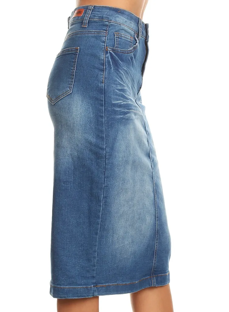 Be-Girl Denim Basic 5 pocket Pencil Skirt