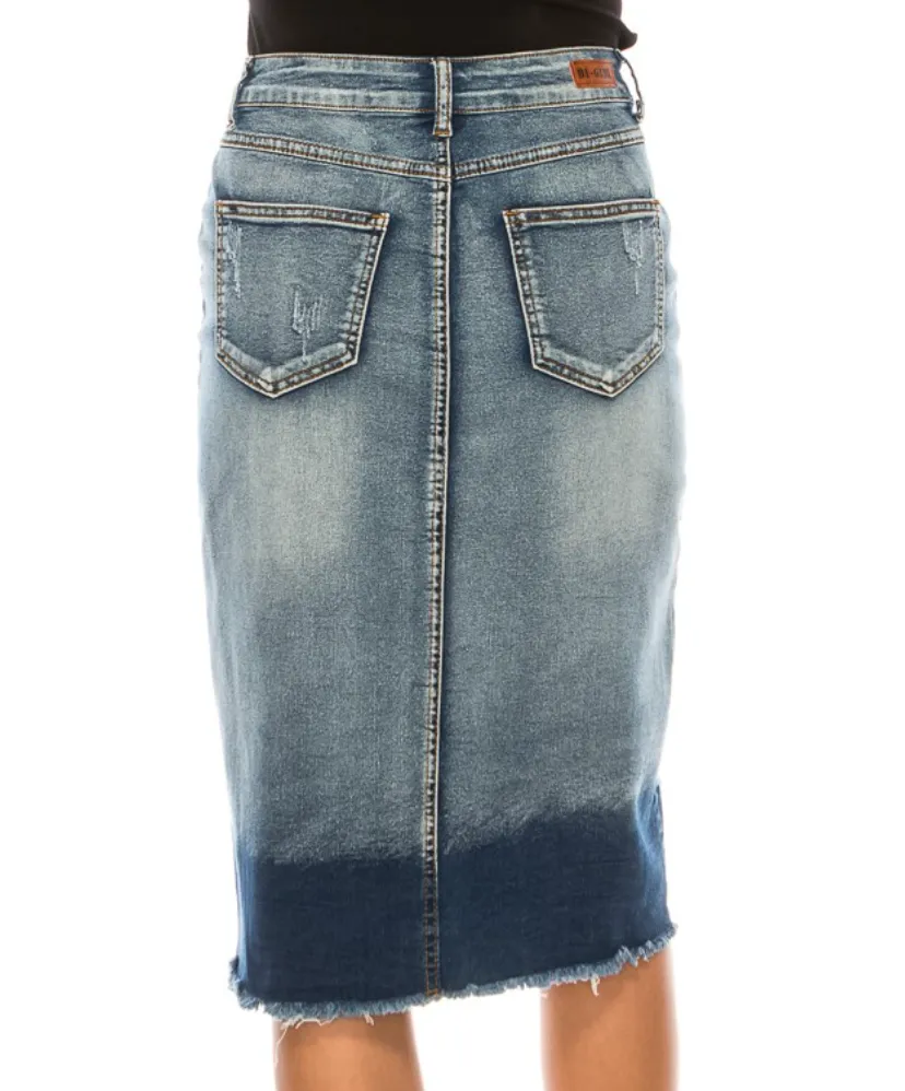 Be-Girl Denim Ombre Pencil Skirt