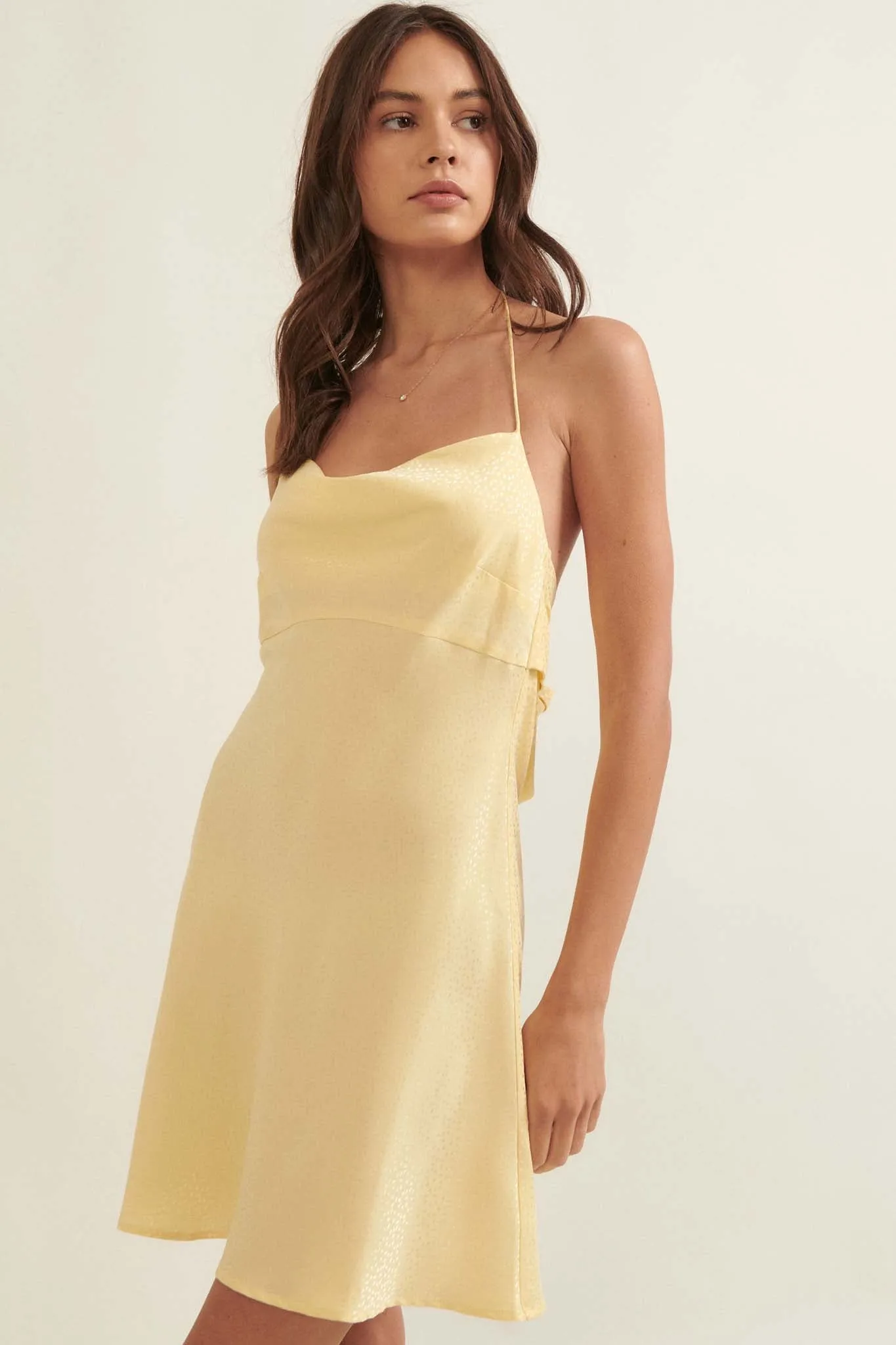 Beautiful Life Satin Jacquard Mini Slip Dress