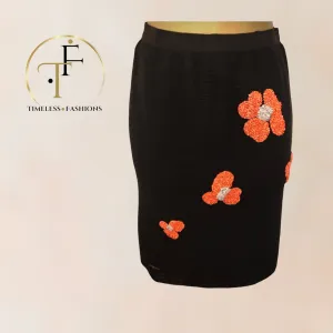 Behnaz Sarafpour Black Floral Mini Pencil Skirt UK 10 US 6 EU 38