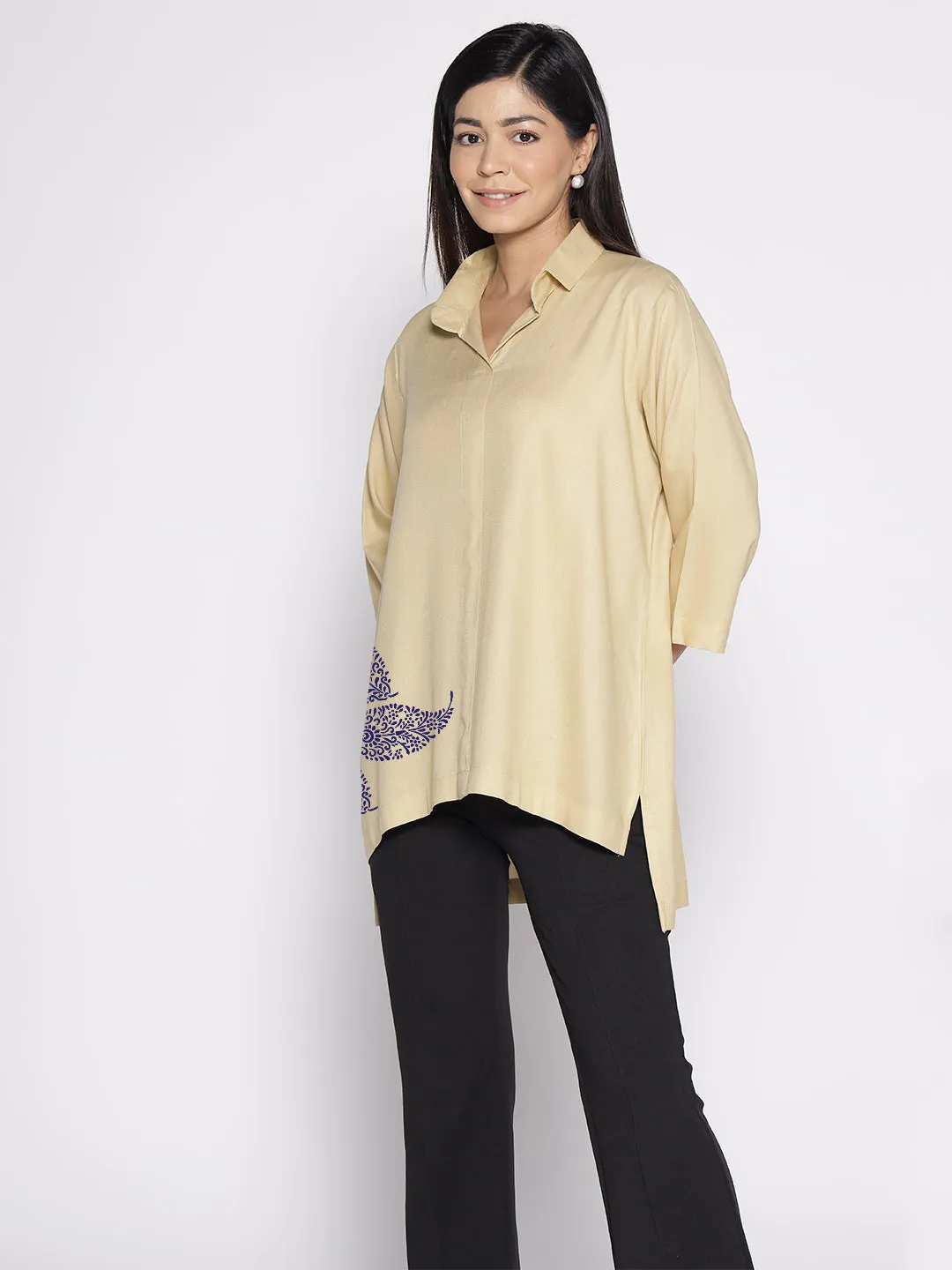 Beige Rayon ShirtTop - Zinia