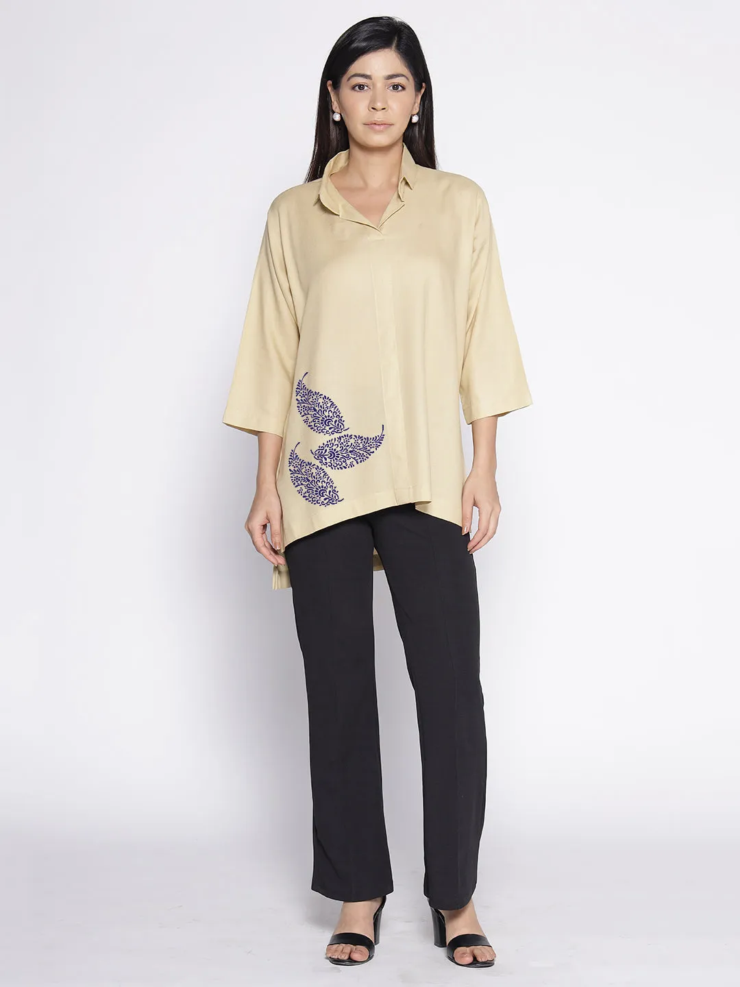 Beige Rayon ShirtTop - Zinia