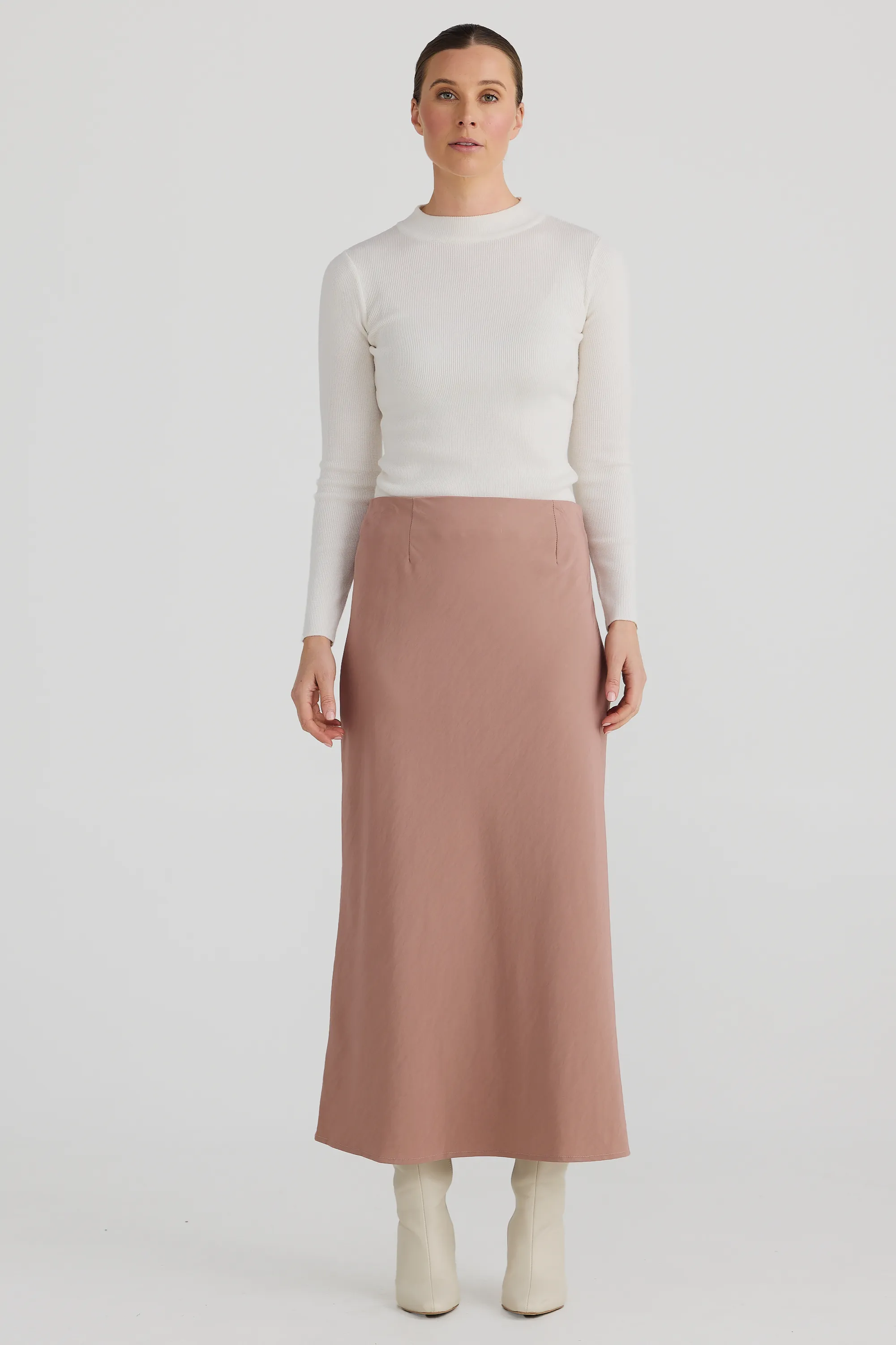 Bias Slip Midi Skirt - Mauve