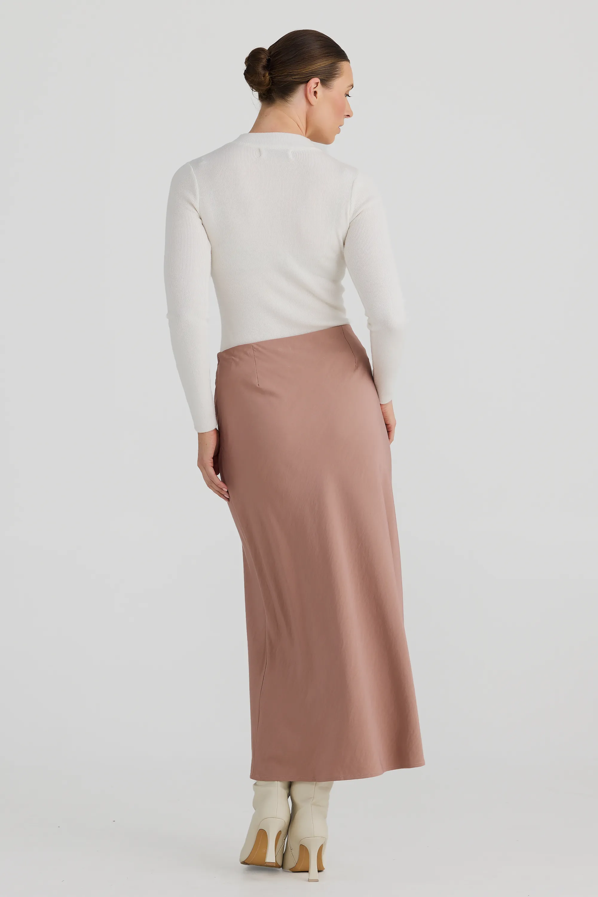 Bias Slip Midi Skirt - Mauve