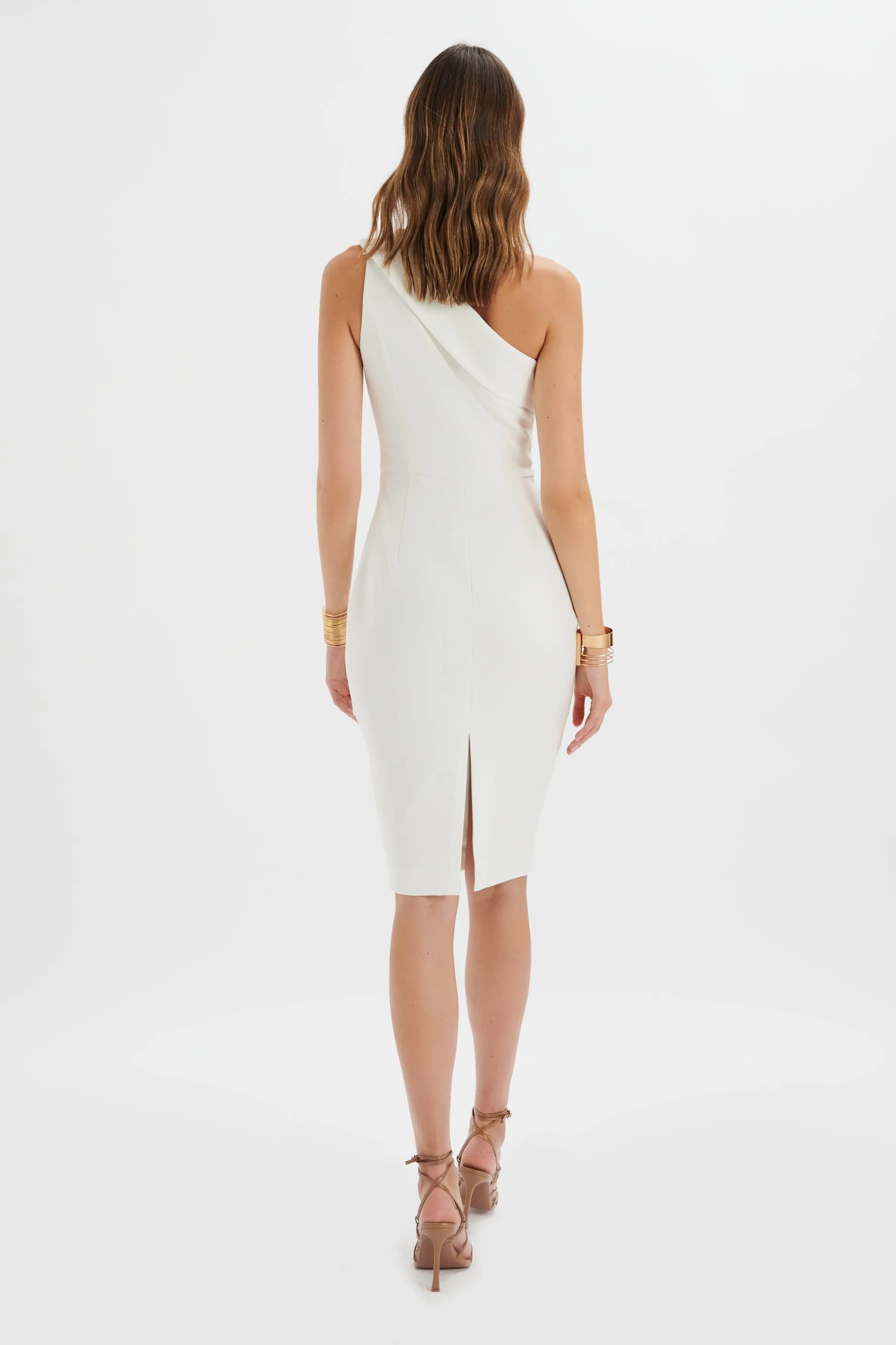 BILLIE One Shoulder Midi Dress In White