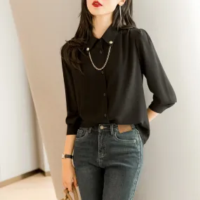 Black Chiffon Top Ladies Blouse