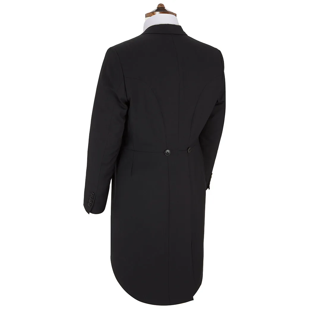 Black Fine Herringbone Wool Morning Coat