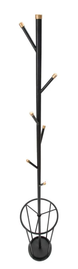 Black Metal Coat Rack with umbrella Holder