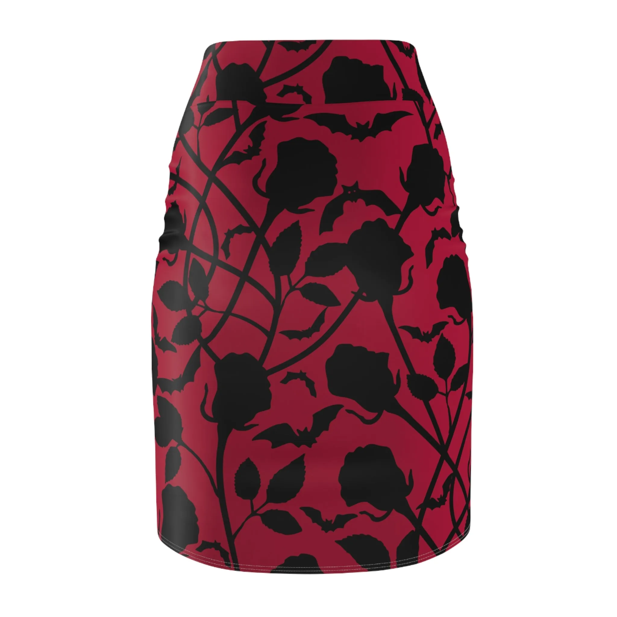 Black Roses Red Pencil Skirt