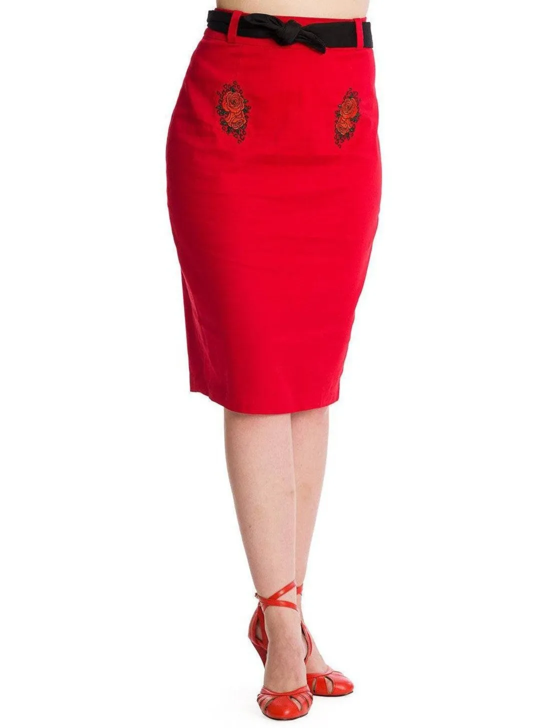 Blooming Rose Rockabilly Pencil Skirt