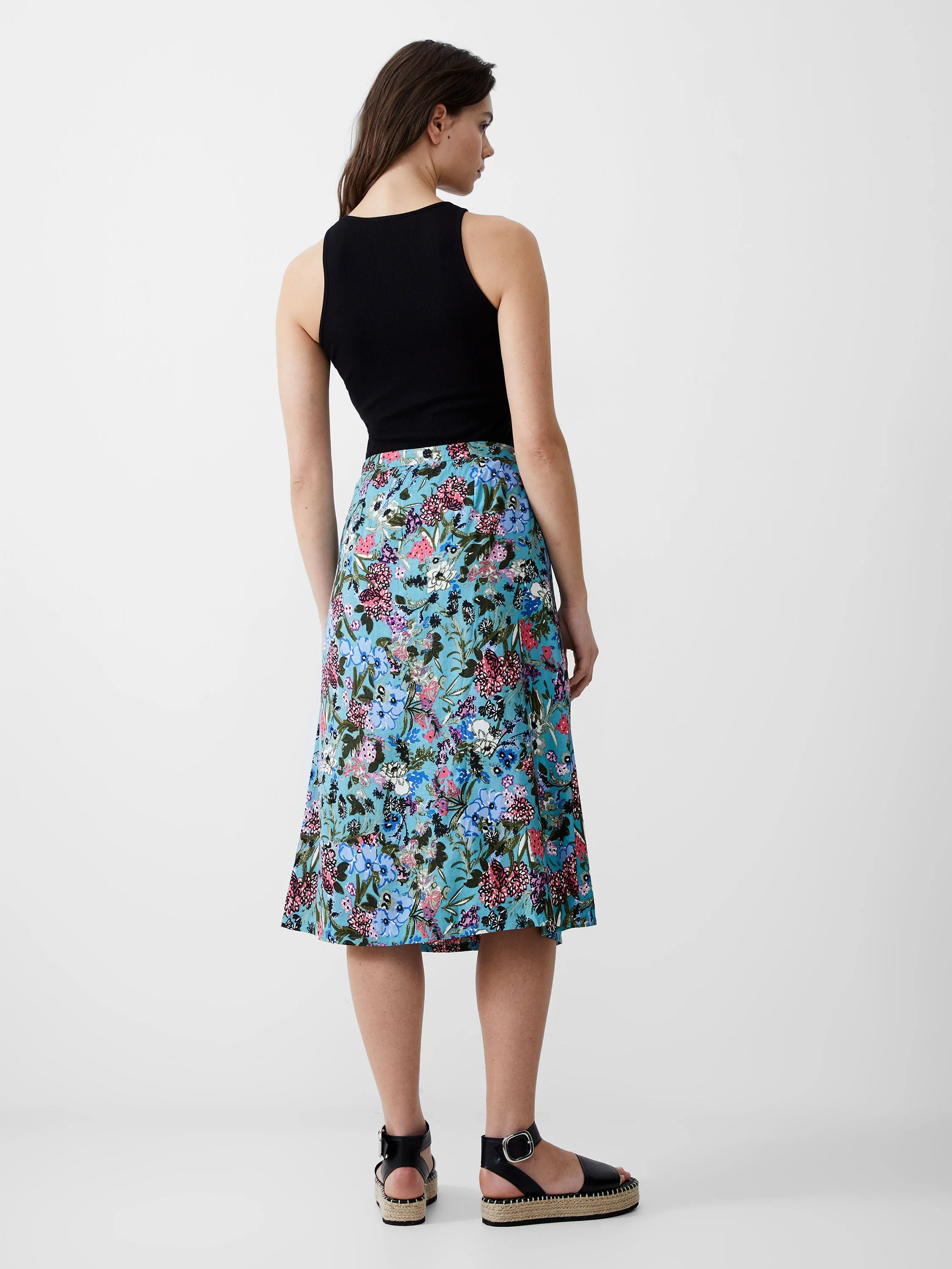 Blossom Drapey Button Midi Skirt