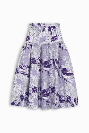 Brocade Tiered Midi Skirt with Floral Design