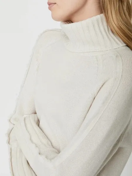 Brochu Walker - Jolie Fringe Layered Looker Turtleneck Sweater in Linen with White