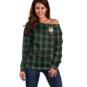 Brodie Hunting Tartan Off Shoulder Women Sweater with Family Crest