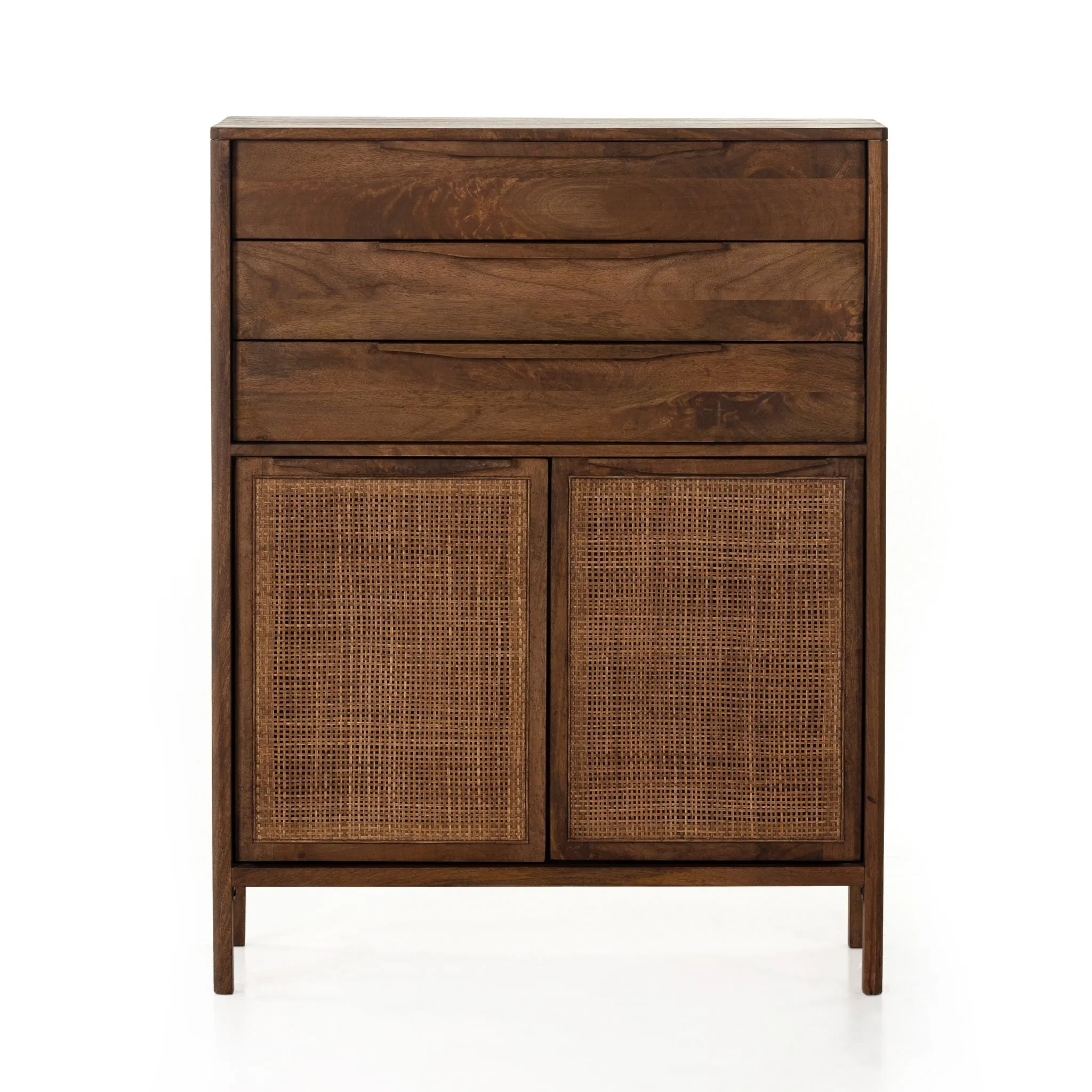 Brown Mango Caned Tall Dresser