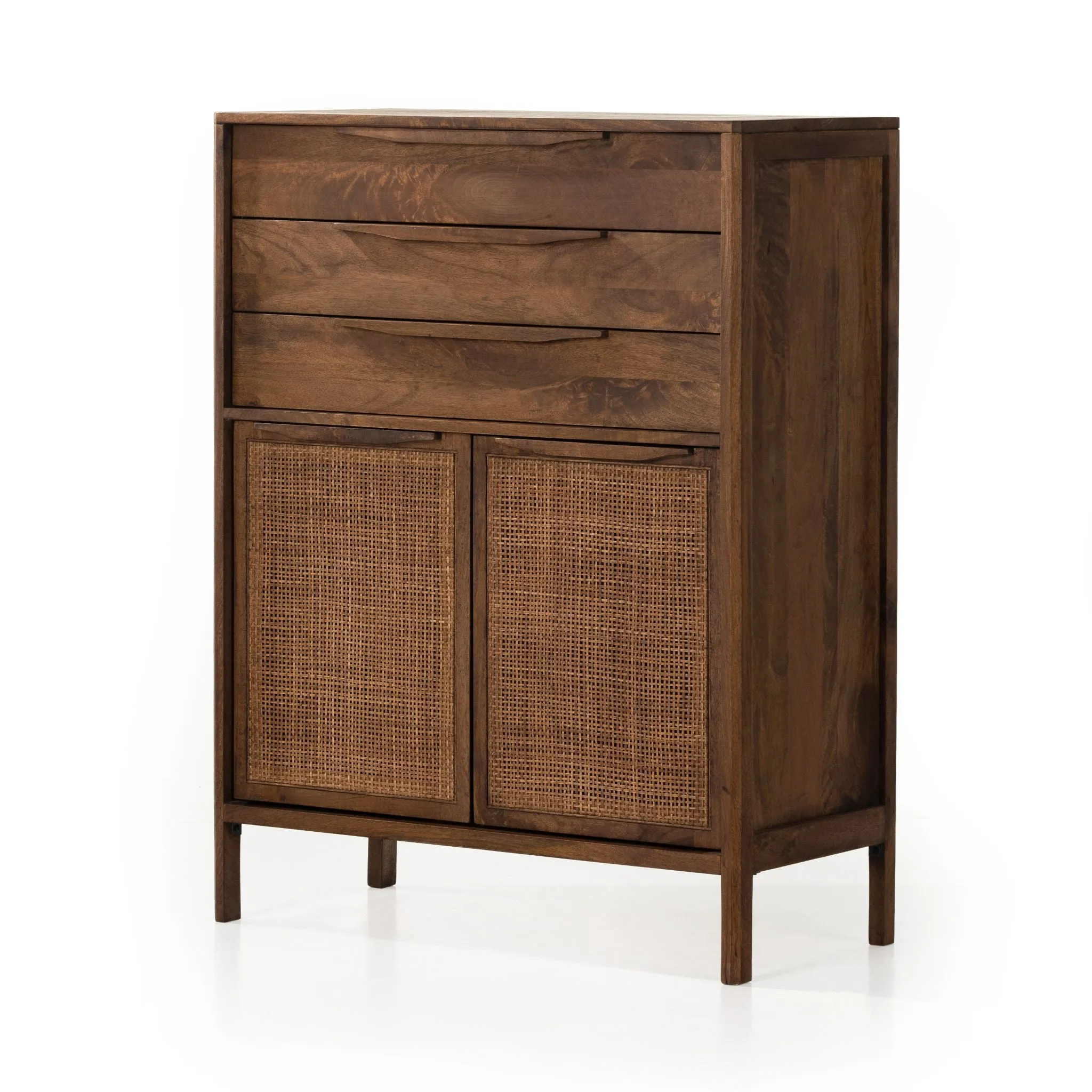 Brown Mango Caned Tall Dresser