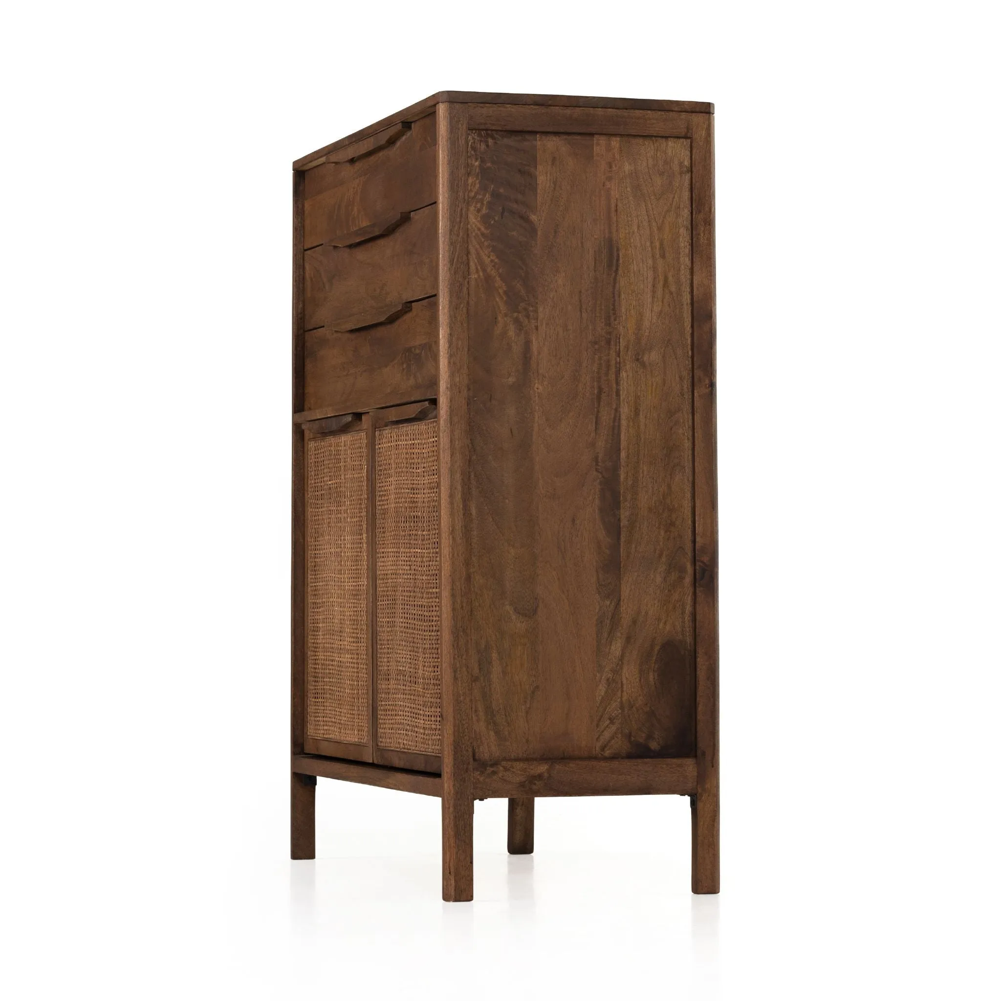 Brown Mango Caned Tall Dresser