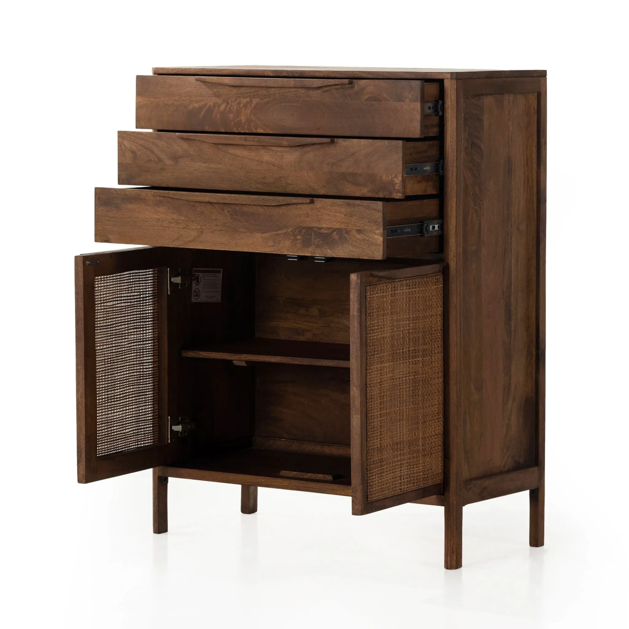 Brown Mango Caned Tall Dresser